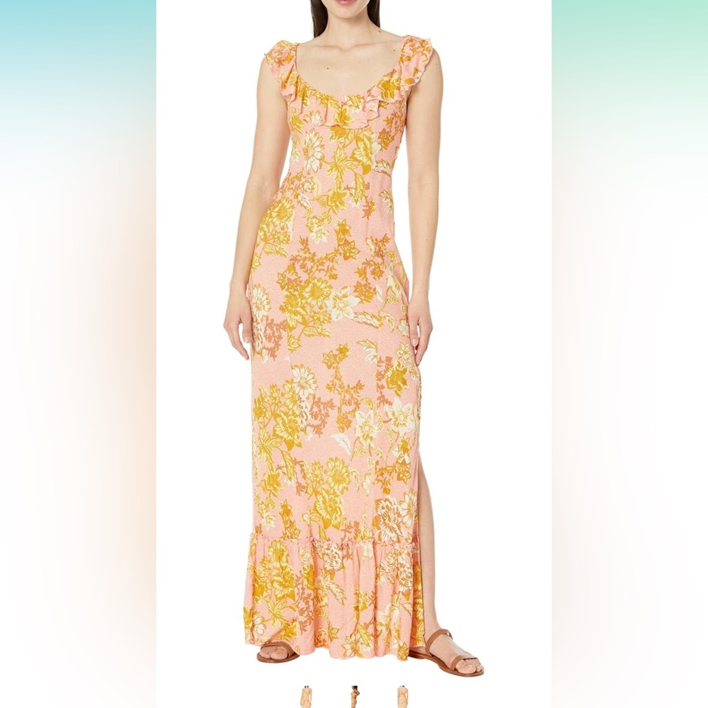 Free People Pink and Yellow Floral Maxi Dress